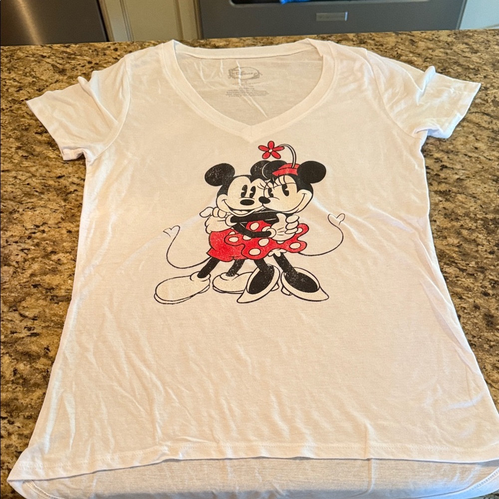 Disney White Tee with Mickey and Minnie